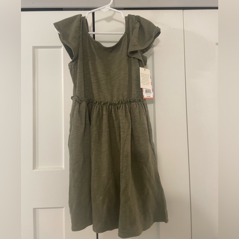 NWT Target Cat & Jack Girls’ Flutter Sleeve Green Dress XS